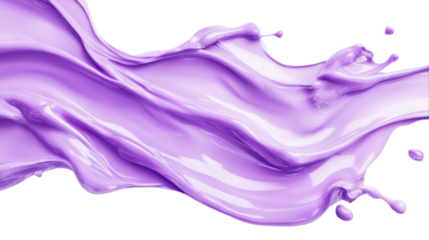 Vibrant purple paint flows gracefully across a smooth white surface, on the transparent background. PNG Format