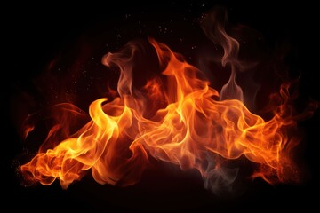 Isolated fire effect, black background,