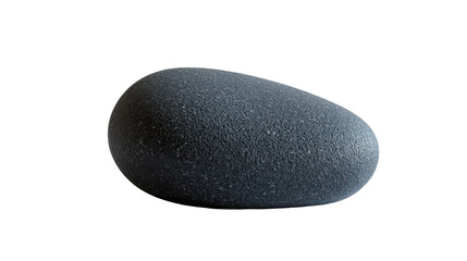 A smooth, rounded black stone resting elegantly on a light backdrop, on the transparent background. PNG Format
