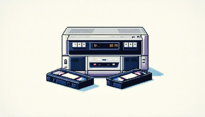 Illustration against light background with space for text, pixel art style