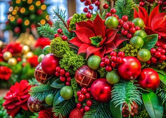 Elegant Christmas Floral Arrangements with Red and Green Accents for Holiday Decor and Celebrations