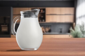 Bottle of white fresh Milk placed on the table