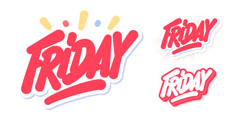 Friday. Handwritten vector letterings text.
