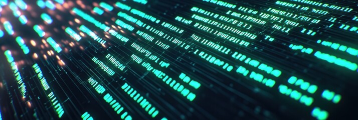 Fototapeta premium Digital codes and glitchy patterns: futuristic technology and data stream