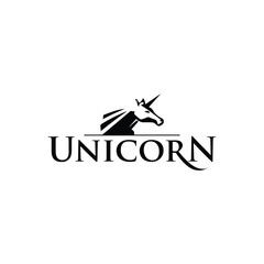 Regal Unicorn Logo Design with Crown and Laurel in Elegant Typography