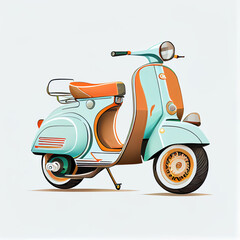Retro Style Scooter Illustration on White Background