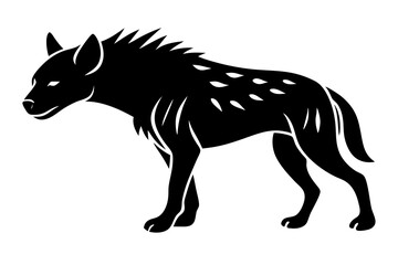 Hyena Silhouette Muscular with Sloped Back in a Prowling Stance