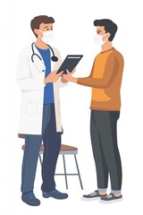 Obraz premium A doctor and patient discussing health information in a clinical setting.