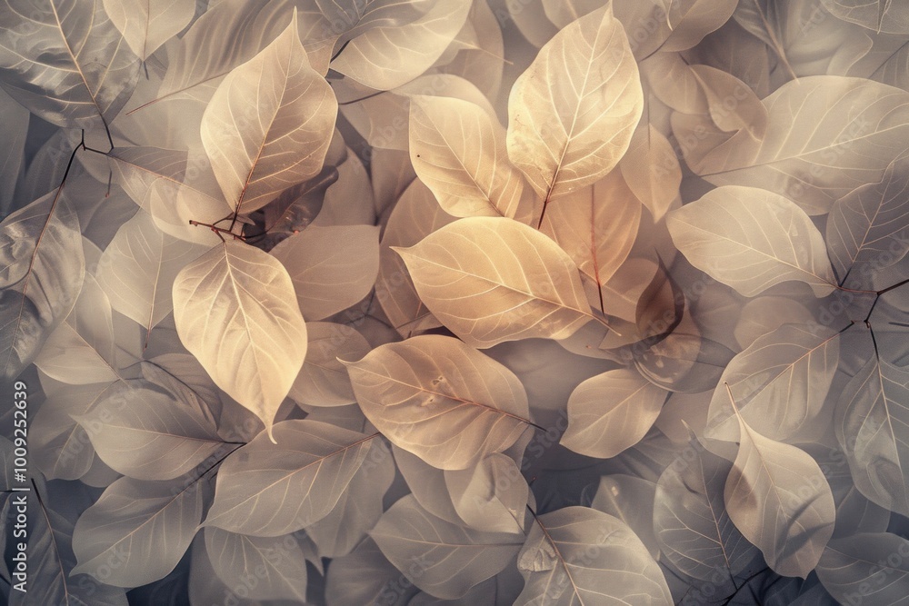 Aufkleber delicate translucent leaves arranged in a soft pattern, creating a serene and calming atmosphere sha
