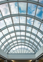 Glass Roof of Shopping Center: Architectural design. Modern architecture.