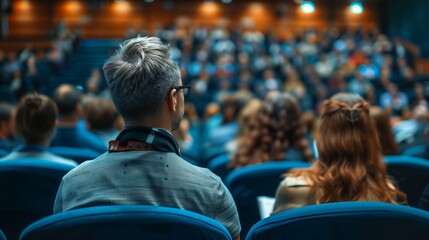A photo shows an audience in the conference hall watching a presentation.