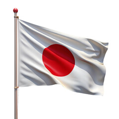 Japanese national flag with a simple wave effect on a clean white background, symbolizing Japan's history and culture.