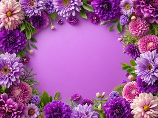 Elegant Purple Floral Frame for Invitations, Cards, and Creative Design Projects or Backgrounds