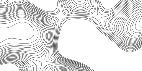 Landscape geodesy topographic map background abstract curved lines minimalist modern vector pattern, abstract line art contour pattern background with black lines on white background.