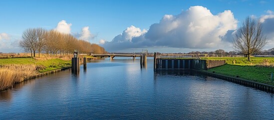 Bridge Over Waterway in Sunny Day