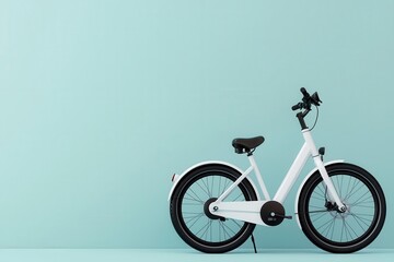 Naklejka premium Electric bike sharing system reducing urban traffic and carbon emissions, carbon footprint, sustainable mobility