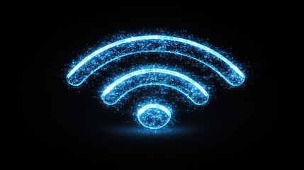 Abstract Wi-Fi symbol with glowing lines, set against a sleek dark background, perfect for technology concepts