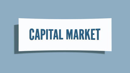 Capital Market. A card isolated on blue background.