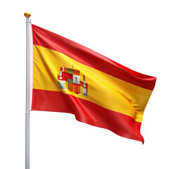 Spanish national flag in simple wave design on a clean white background, symbolizing Spain's rich cultural heritage and pride.