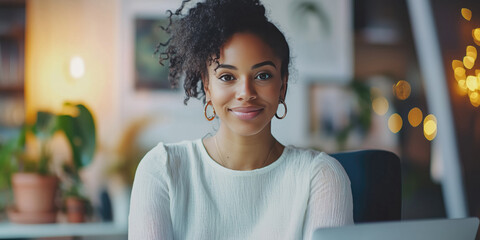 Woman professional working from home and having a video conference with her colleagues.