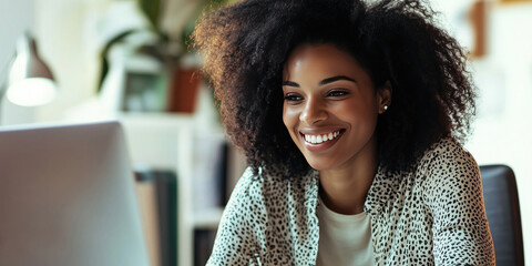 Woman professional working from home and having a video conference with her colleagues.