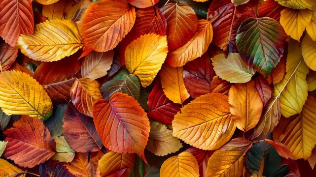 A close-up view of colorful autumn leaves on the ground