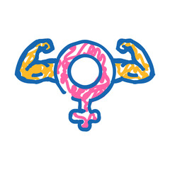 women courage feminism doodle icon sketch vector. women courage feminism sign. isolated symbol illustration