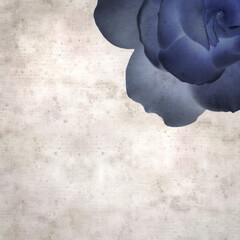 square stylish old textured paper background with blue flowers