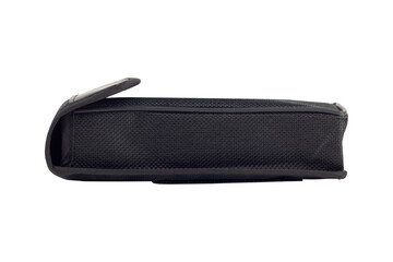 black fabric cover with velcro, isolated from background