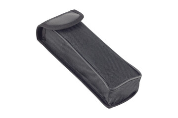 black fabric cover with velcro, isolated from background