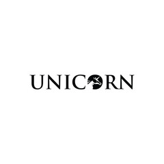 Regal Unicorn Logo Design with Crown and Laurel in Elegant Typography