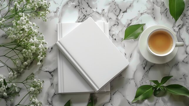 A high resolution mockup of three blank white A4 book covers stacked on top of each other