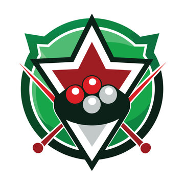 recommend clip art: Pool billiards, human next to red table with snooker cues and balls, logo design. Billiards sports game and tournament with the player, vector design and illustration, silhouette 