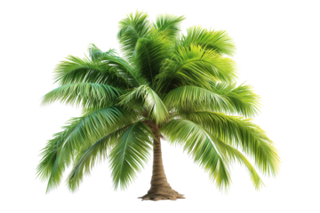 Coconut palm trees, die cut transparent PNG.