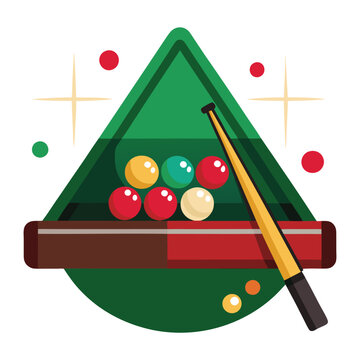 recommend clip art: Pool billiards, human next to red table with snooker cues and balls, logo design. Billiards sports game and tournament with the player, vector design and illustration, silhouette 