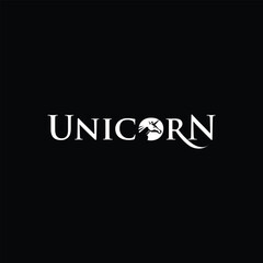 Regal Unicorn Logo Design with Crown and Laurel in Elegant Typography