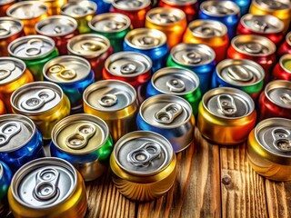 Empty Aluminum Beer Cans on a Wooden Table Ready for Recycling or Creative DIY Projects