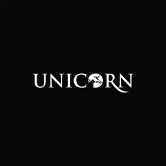 Regal Unicorn Logo Design with Crown and Laurel in Elegant Typography