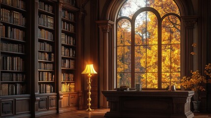 Autumn's Enchantment: A Cozy Library Retreat