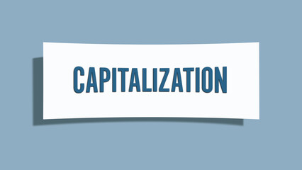 Capitalization. A card isolated on blue background.