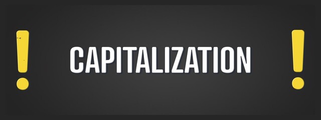 Capitalization. A blackboard with white text. Illustration with grunge text style.
