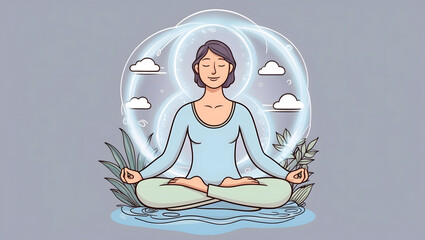 Illustration of Meditation: Person in Calm Lotus Position