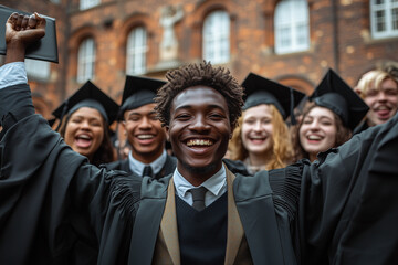 Fototapeta premium college students graduates celebrating diploma