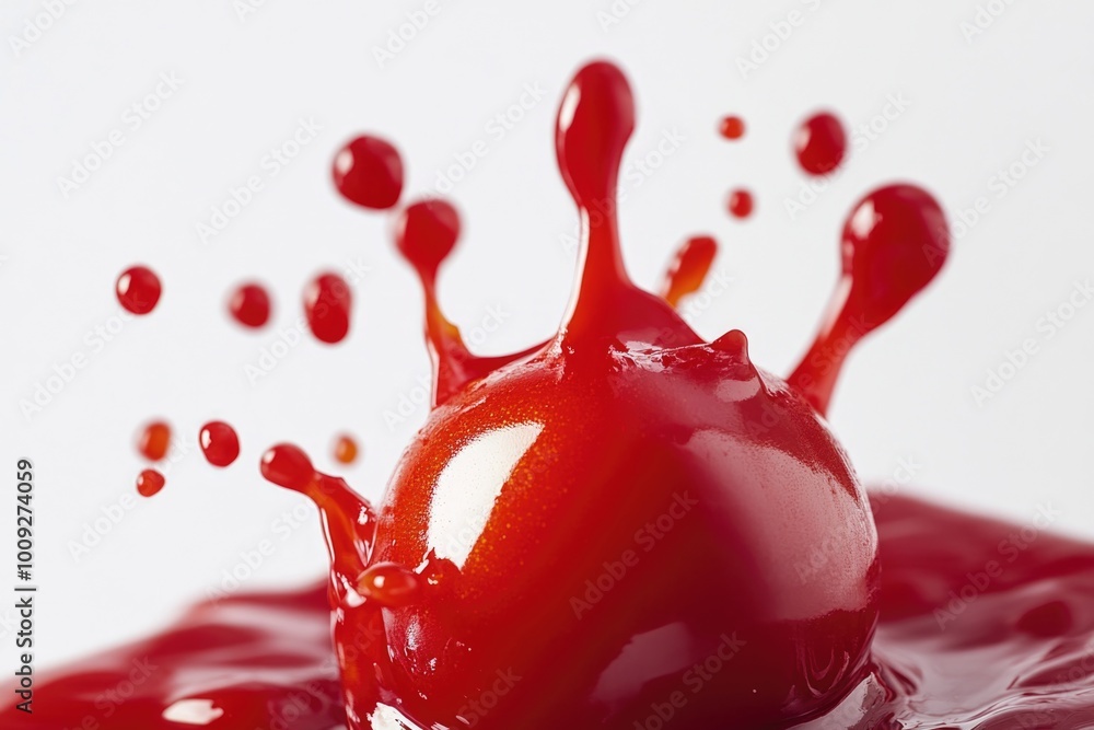 Poster a splash of red liquid sits atop a crisp red apple, suggesting a mysterious and potentially harmful 