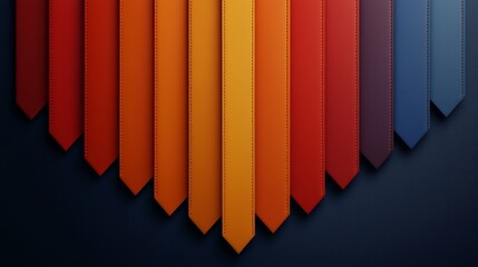 Luxurious Leather Symmetry Close-Up View of Colorful Strips on Dark Blue Background