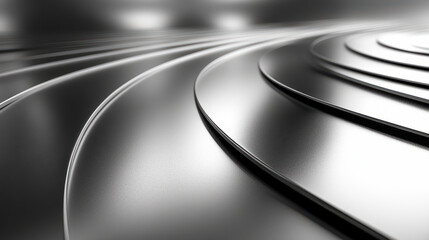 Fototapeta premium Sleek and modern close up of smooth, wavy metallic surfaces reflecting light. 