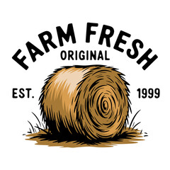 Illustration of a hay bale with a swirling. Perfect for agricultural themes, farming, or countryside designs. © erna