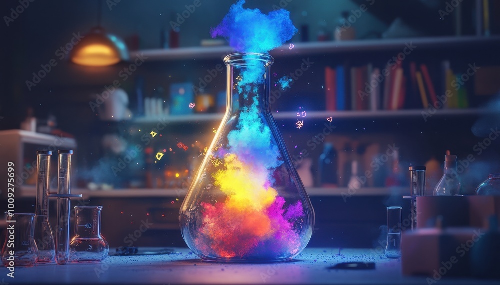 Poster colorful experiment in science lab