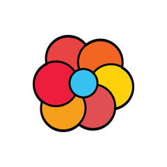 Flower icon in flat style isolated on white background. cute flower decorative icon illustration design graphic flat style red color. Floral illustration element design