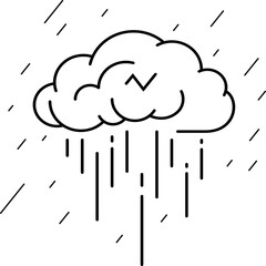 Thunderstorm. Vector outline icon. 